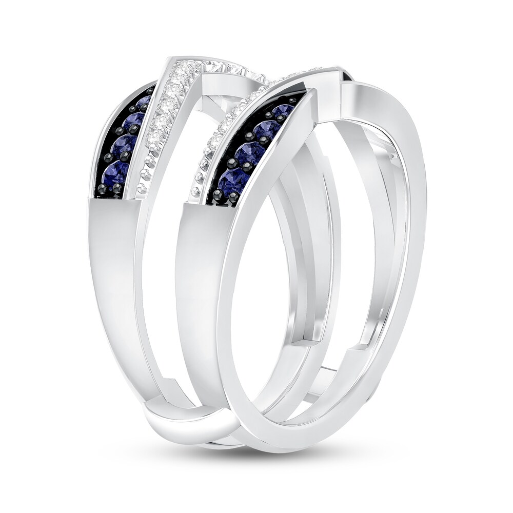 Natural Blue Sapphire Enhancer Ring 1/5 ct tw Diamonds 14K White Gold bxUUtyOJ