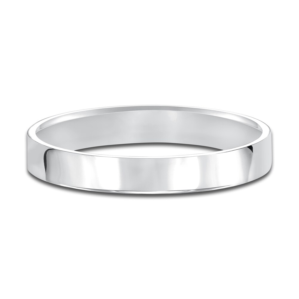 Flat Wedding Band 14K White Gold 3mm c0JyvMSN