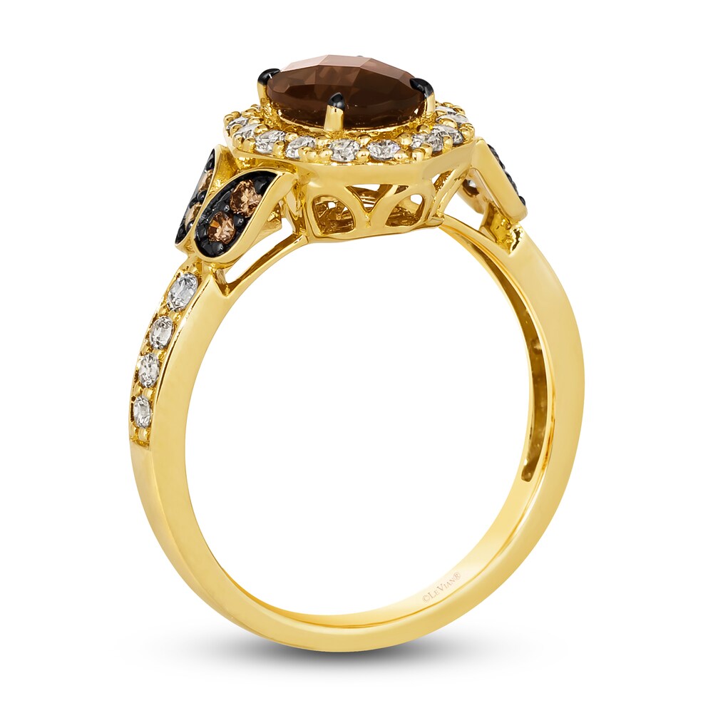 Le Vian Natural Chocolate Quartz Ring 1/2 ct tw Diamonds Round 14K Honey Gold cEwYBsZE