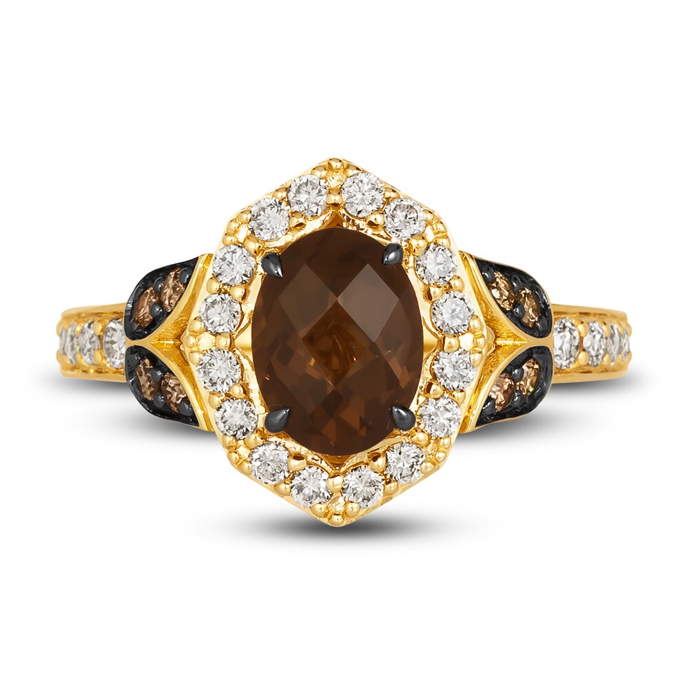 Le Vian Natural Chocolate Quartz Ring 1/2 ct tw Diamonds Round 14K Honey Gold cEwYBsZE