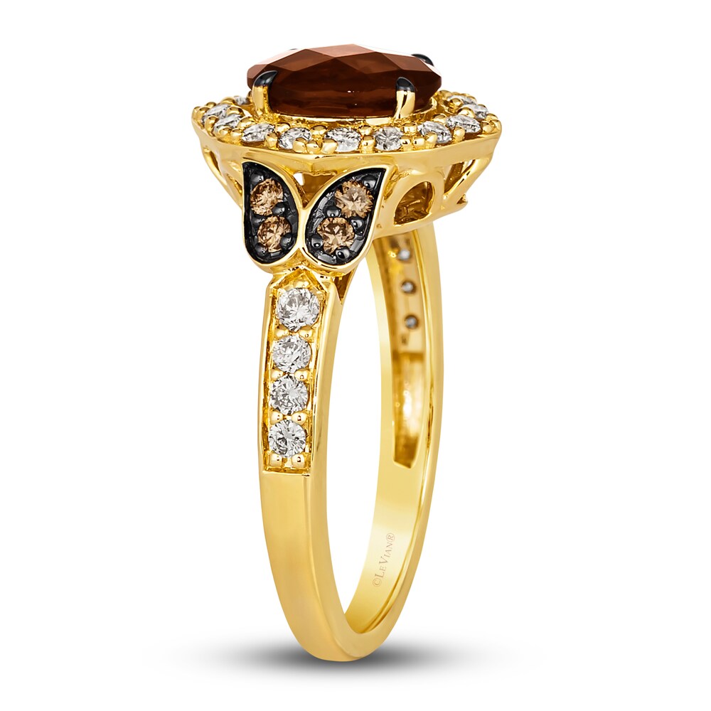 Le Vian Natural Chocolate Quartz Ring 1/2 ct tw Diamonds Round 14K Honey Gold cEwYBsZE