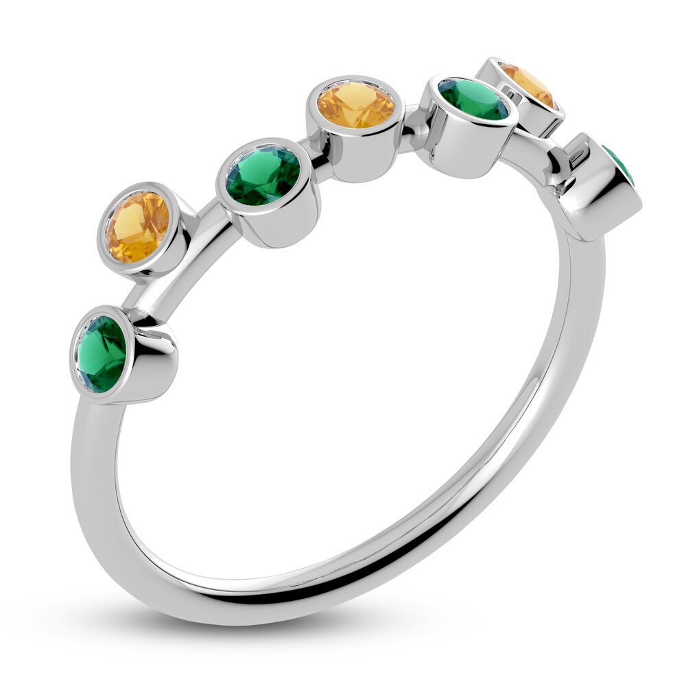 Juliette Maison Natural Emerald & Natural Citrine Ring 10K White Gold cIQm6Tt5