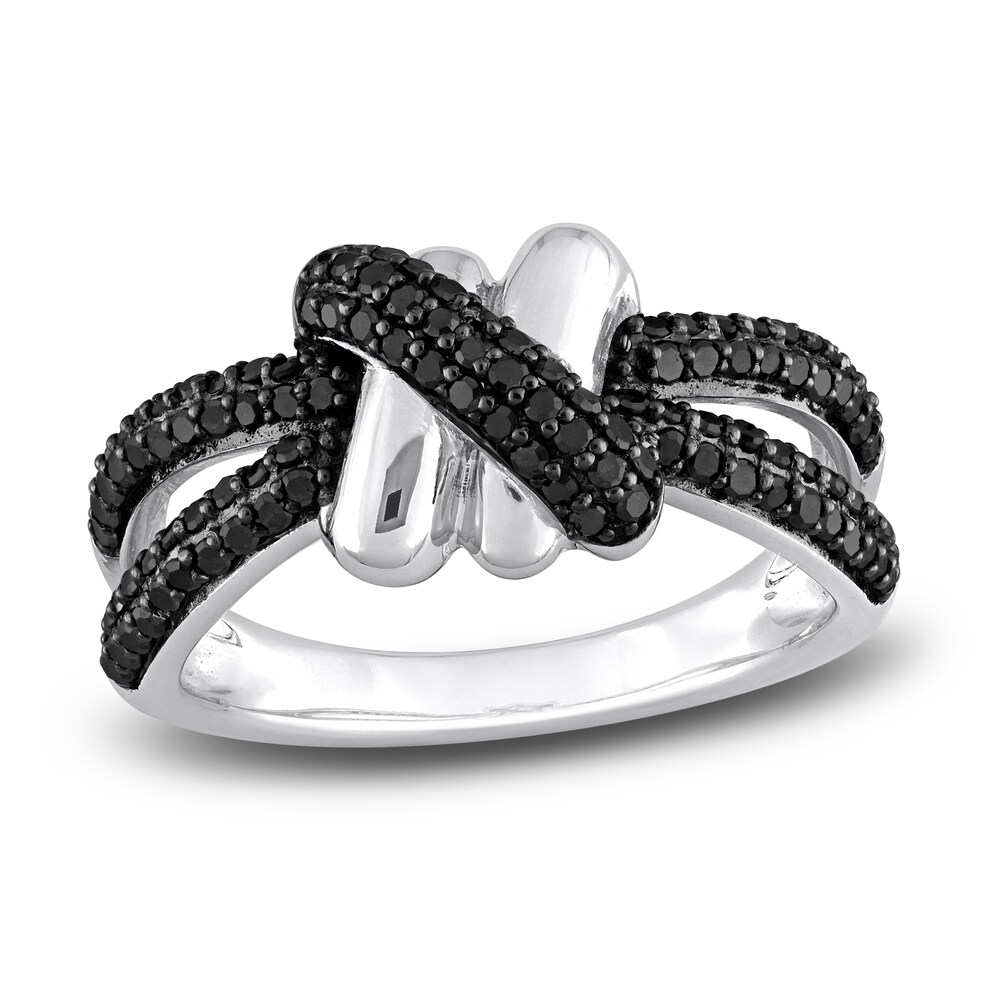 Black Diamond Knot Ring 1/2 ct tw Round 14K White Gold cK6gEifi [cK6gEifi]