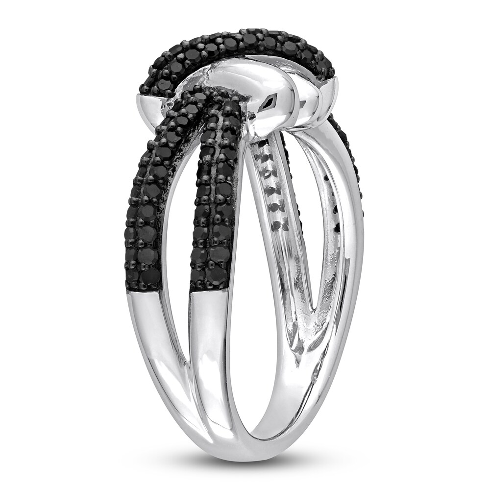 Black Diamond Knot Ring 1/2 ct tw Round 14K White Gold cK6gEifi