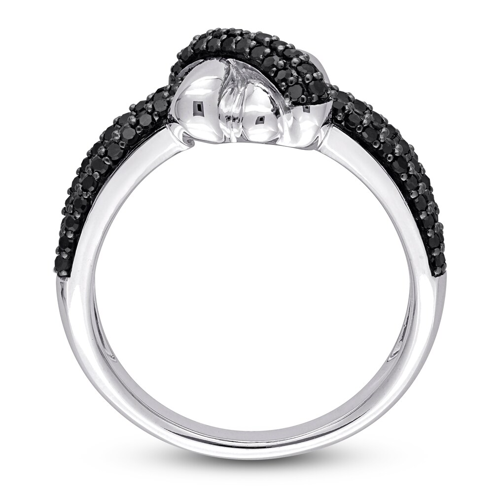 Black Diamond Knot Ring 1/2 ct tw Round 14K White Gold cK6gEifi