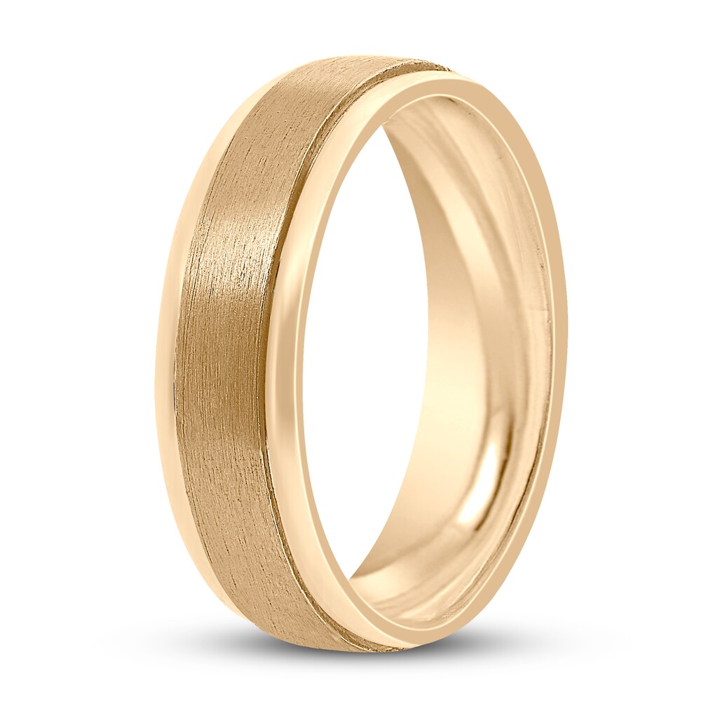 Men\'s Frosted Wedding Band 14K Yellow Gold 6mm cMcdA89D