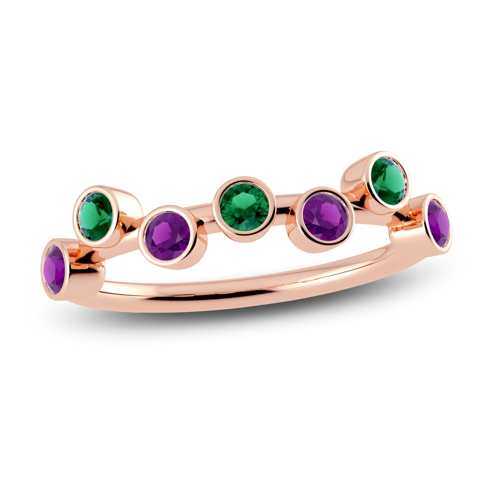 Juliette Maison Natural Emerald & Natural Amethyst Ring 10K Rose Gold cRSvYQrL