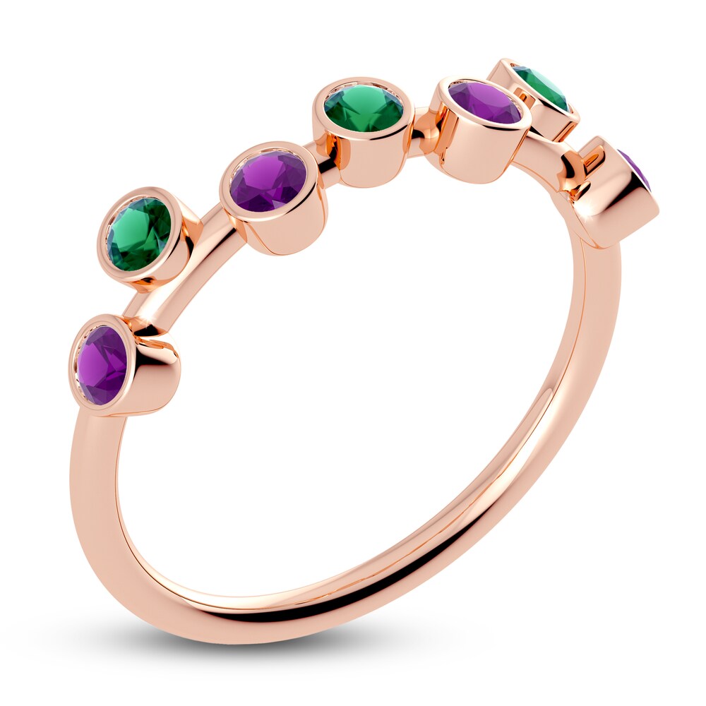 Juliette Maison Natural Emerald & Natural Amethyst Ring 10K Rose Gold cRSvYQrL