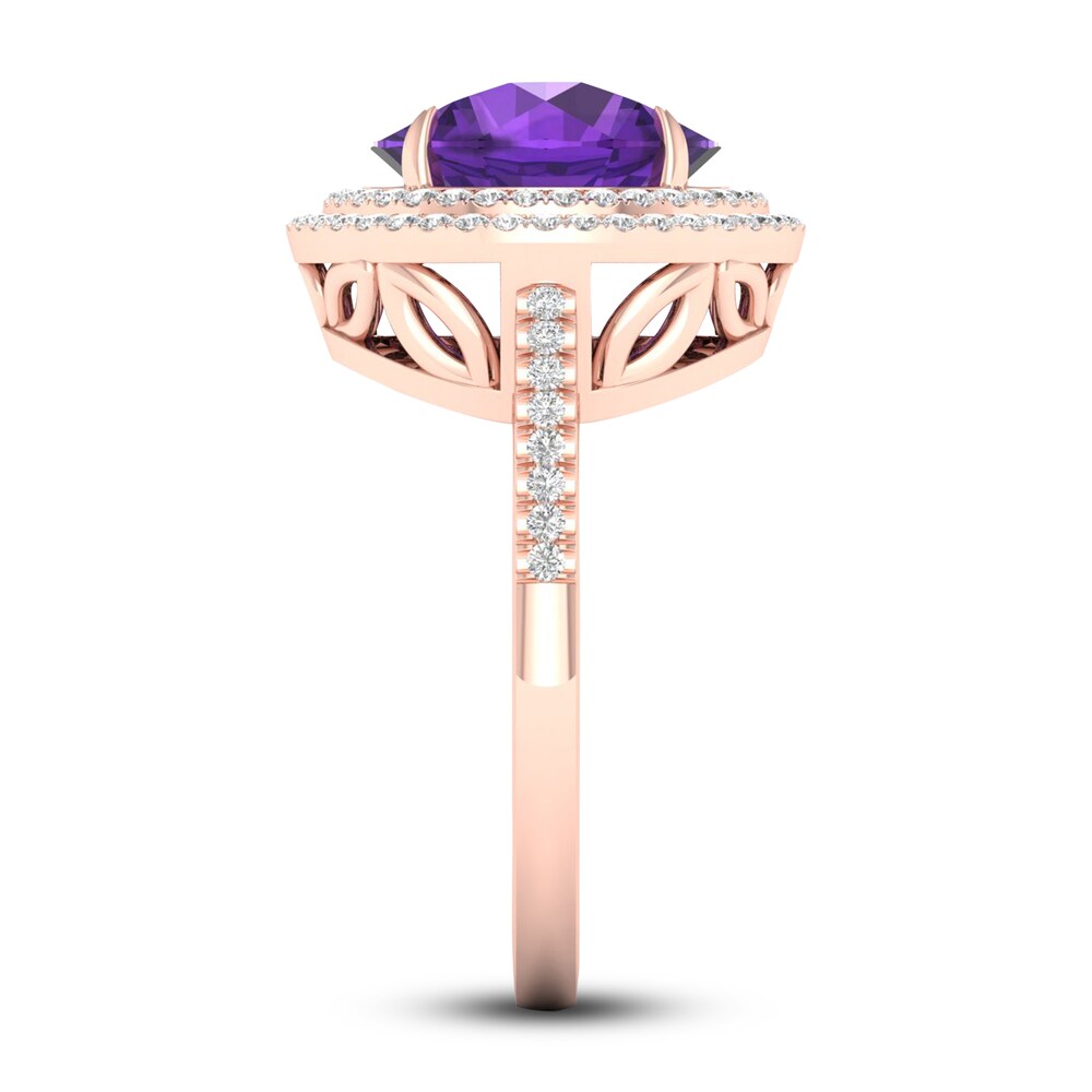 Natural Amethyst Ring 1/4 ct tw Diamonds 10K Rose Gold cSKSYzmN