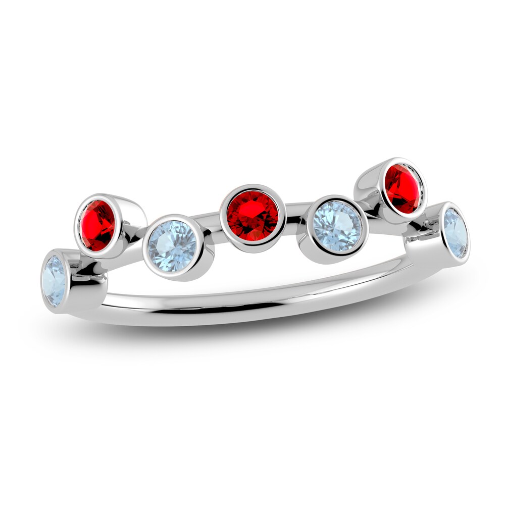 Juliette Maison Natural Aquamarine & Natural Ruby Ring 10K White Gold cVOCa23A [cVOCa23A]