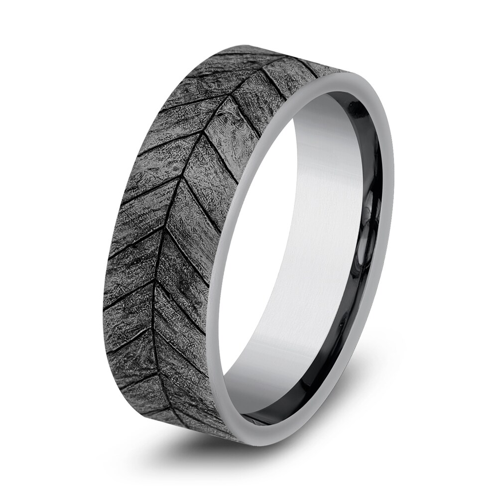 Chevron Wedding Band Gray Tantalum 7.5mm cWt1hKda