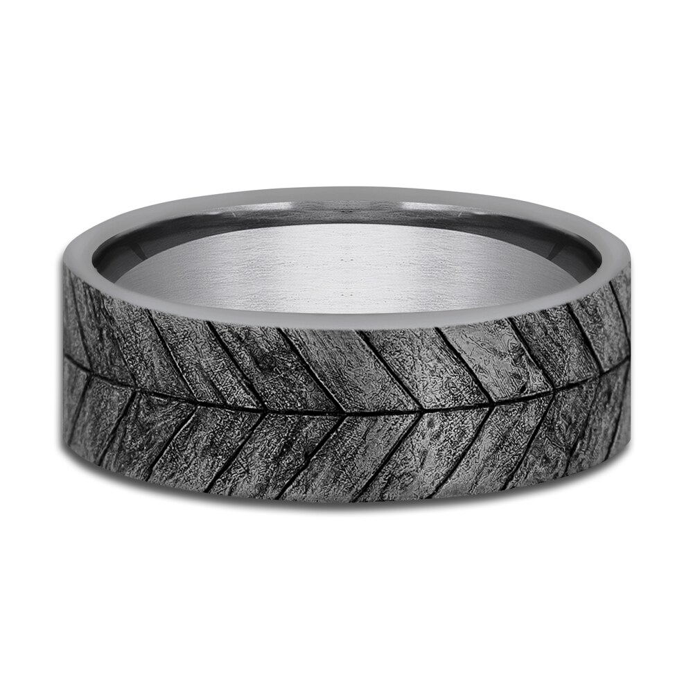 Chevron Wedding Band Gray Tantalum 7.5mm cWt1hKda