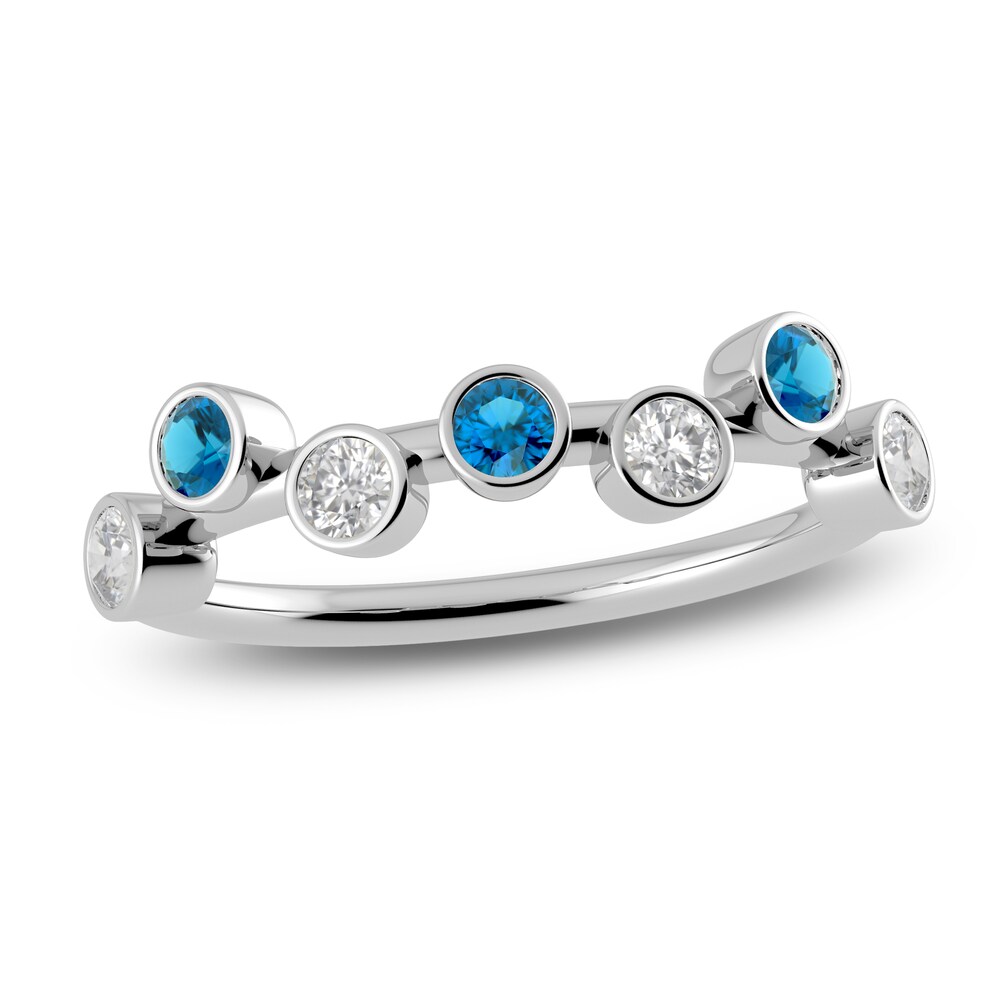 Juliette Maison Natural White Sapphire & Natural Blue Zircon Ring 10K White Gold cX8FzCIC [cX8FzCIC]