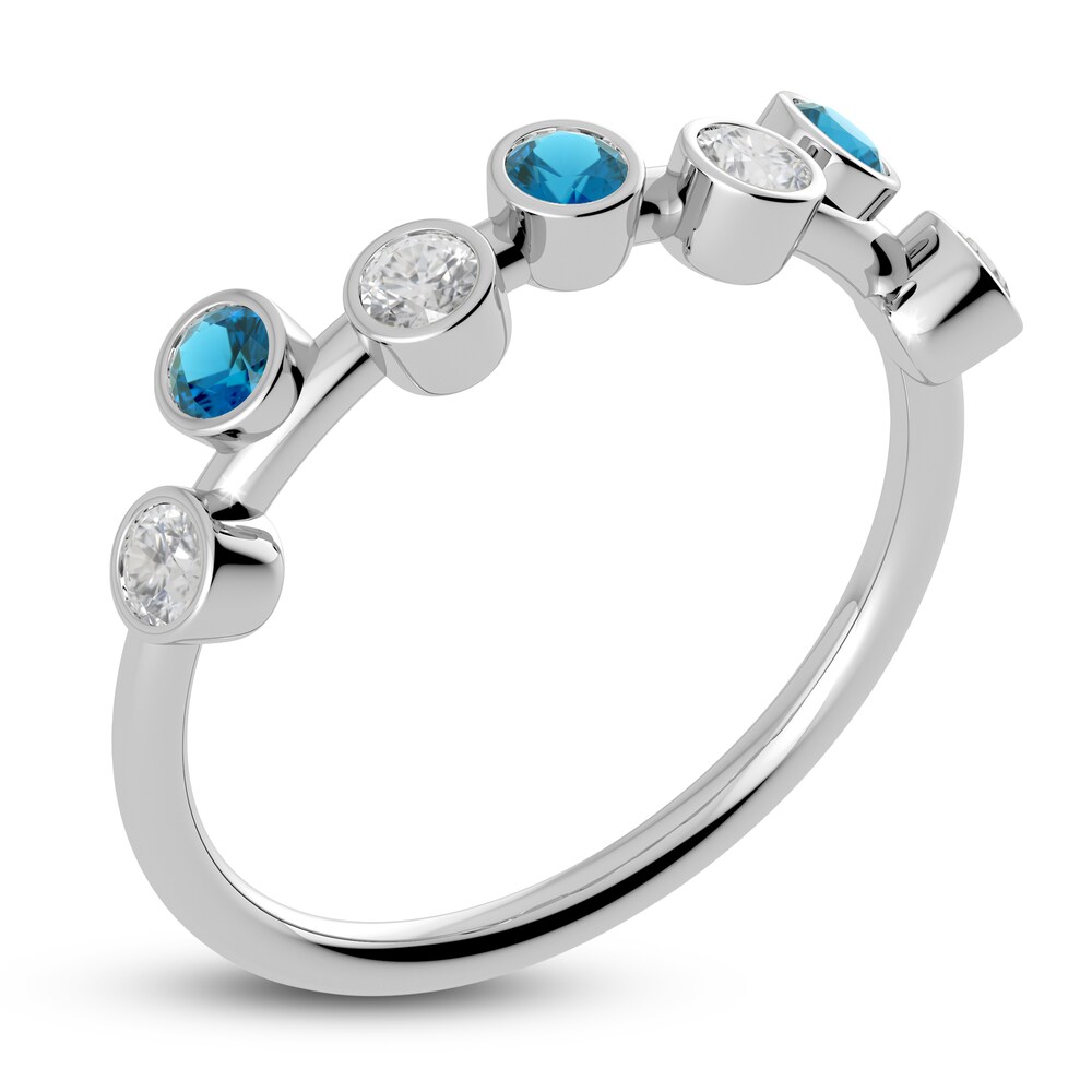 Juliette Maison Natural White Sapphire & Natural Blue Zircon Ring 10K White Gold cX8FzCIC