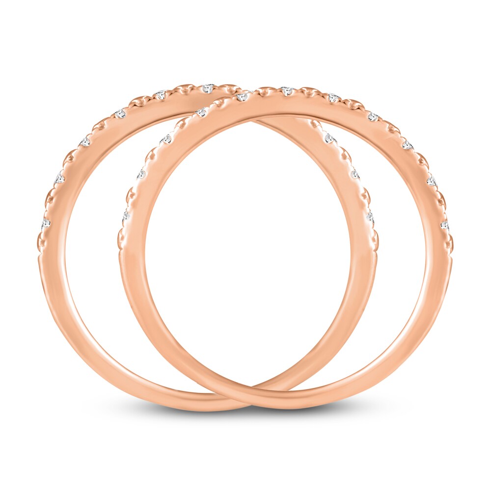 Diamond Double Wedding Band Set 1/8 ct tw 14K Rose Gold cXdAOJYC