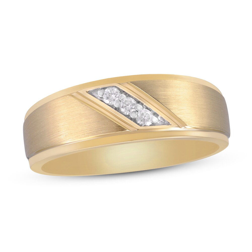 Men\'s 3-Stone Diamond Wedding Band 1/10 ct tw Round 10K Yellow Gold cc4Jk5UJ