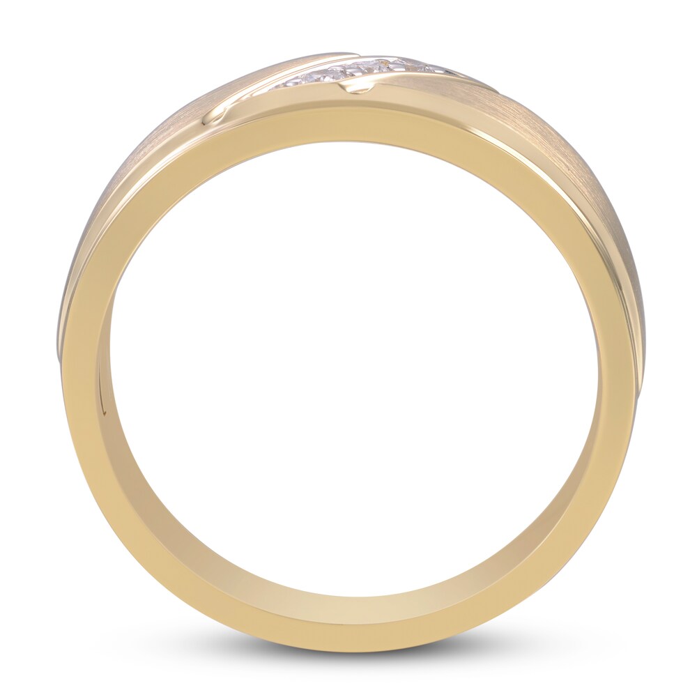 Men\'s 3-Stone Diamond Wedding Band 1/10 ct tw Round 10K Yellow Gold cc4Jk5UJ