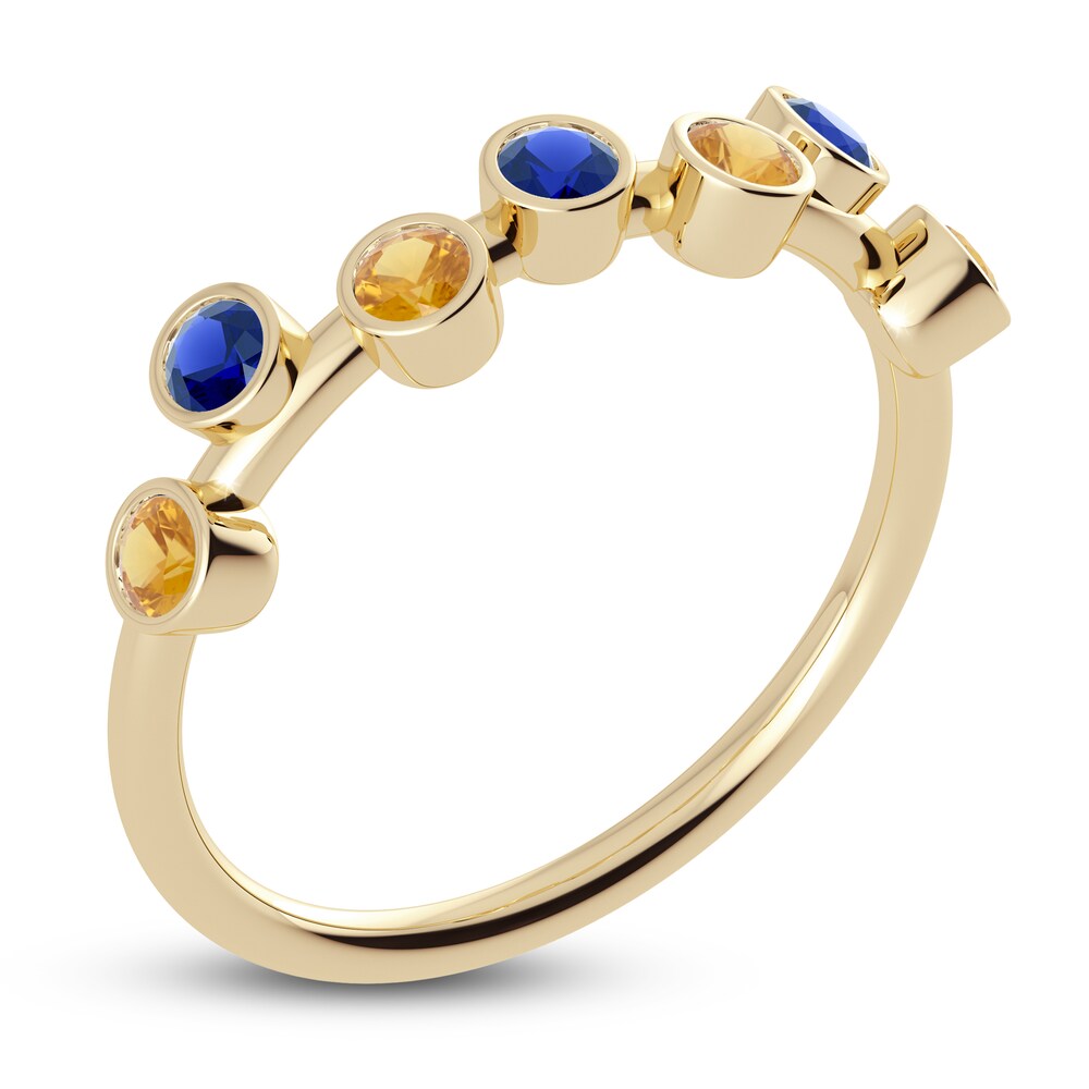 Juliette Maison Natural Blue Sapphire & Natural Citrine Ring 10K Yellow Gold cjXNQv4f