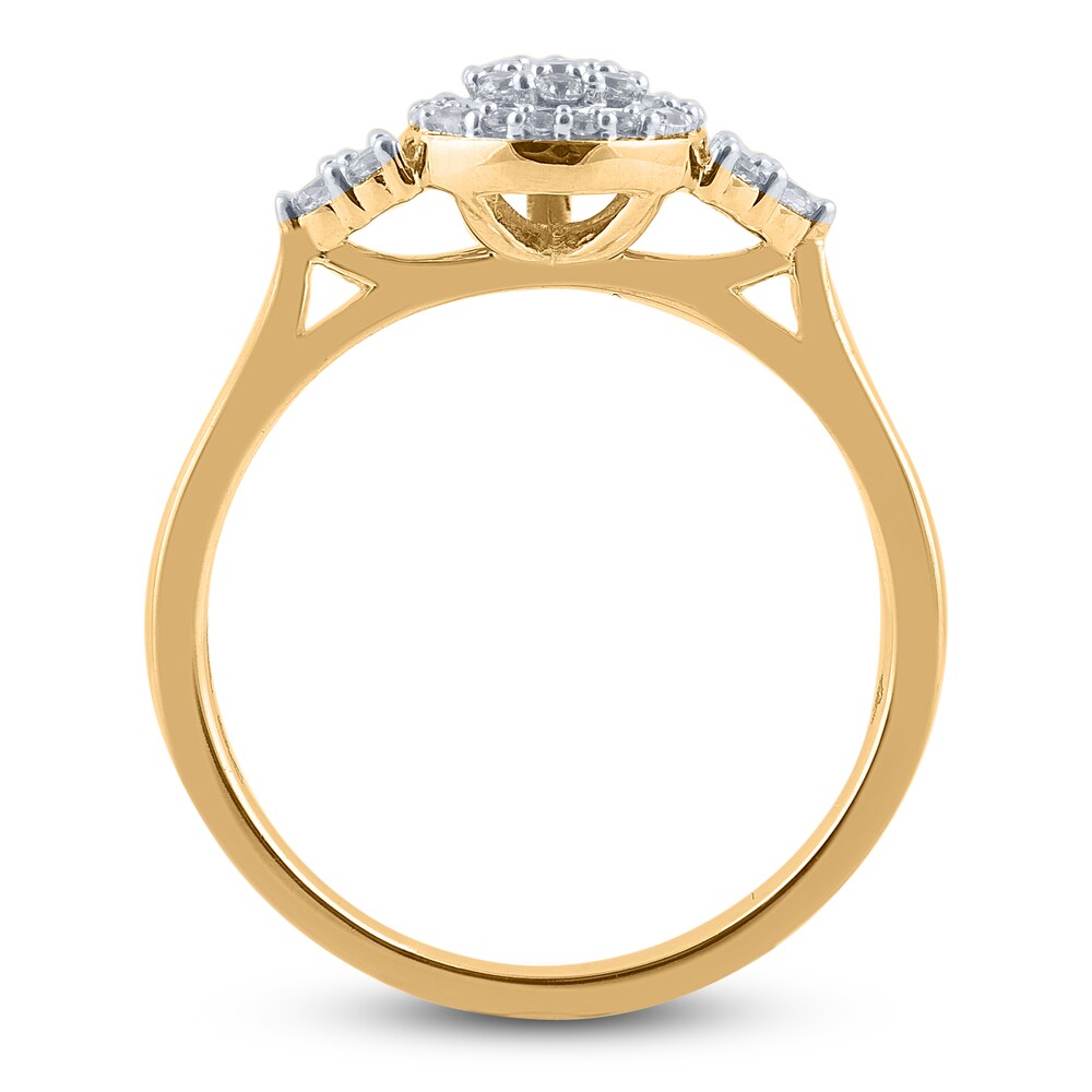 Diamond Promise Ring 1/4 ct tw Round/Baguette 14K Yellow Gold cqfRkZQ9