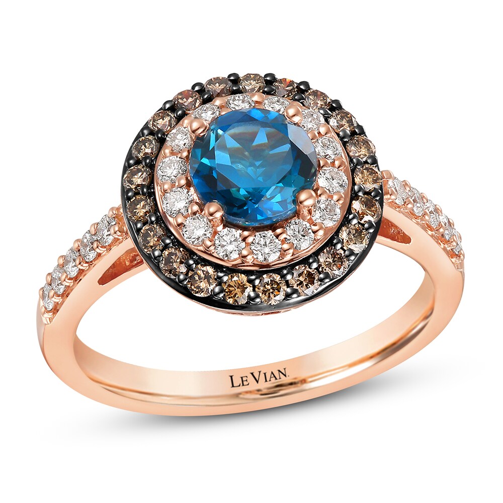 Le Vian Natural Blue Topaz Ring 5/8 ct tw Diamonds 14K Strawberry Gold cqtwFNTo