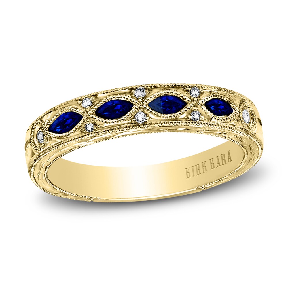 Kirk Kara Natural Blue Sapphire Anniversary Band Diamond Accents 14K Yellow Gold cw3KxdrZ [cw3KxdrZ]