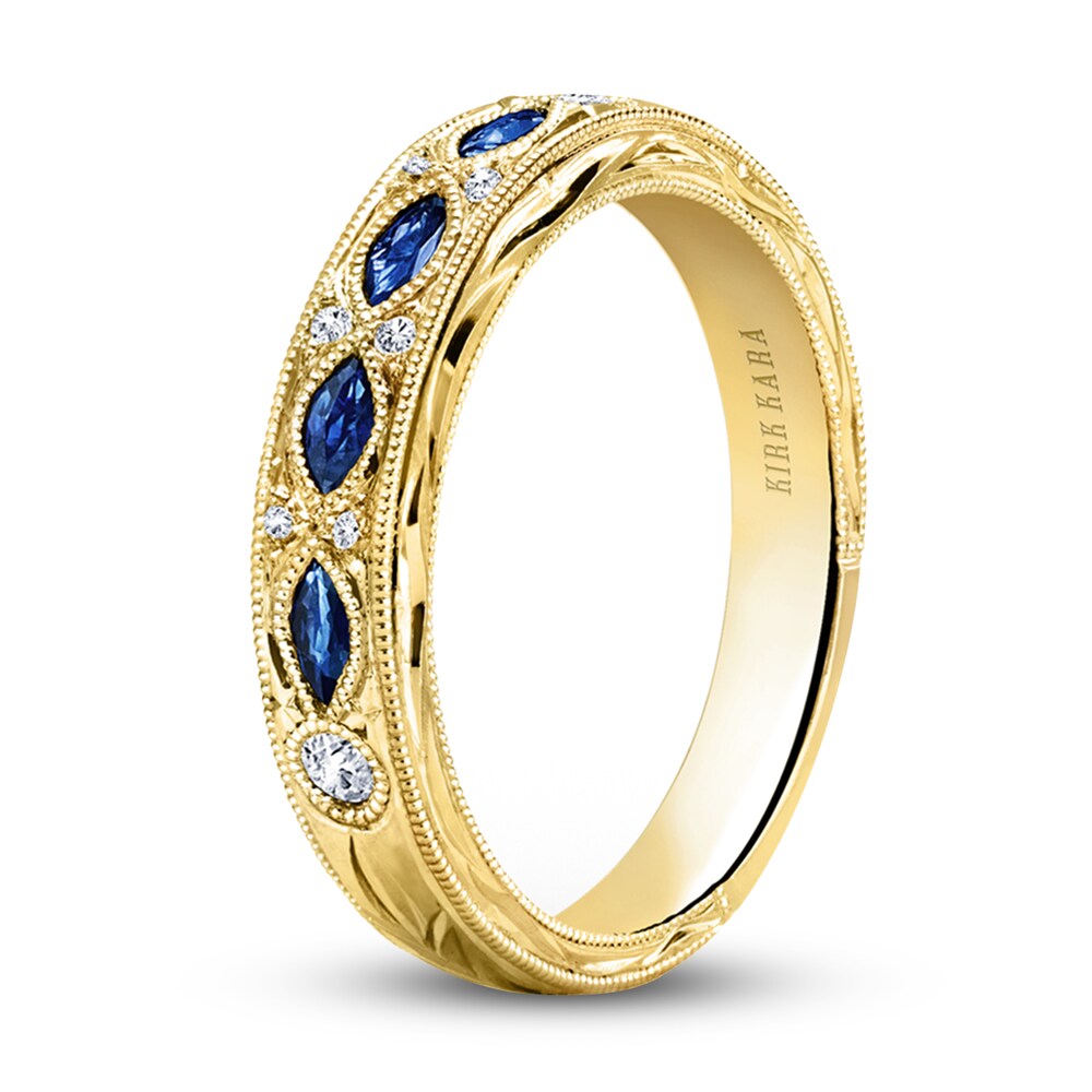 Kirk Kara Natural Blue Sapphire Anniversary Band Diamond Accents 14K Yellow Gold cw3KxdrZ