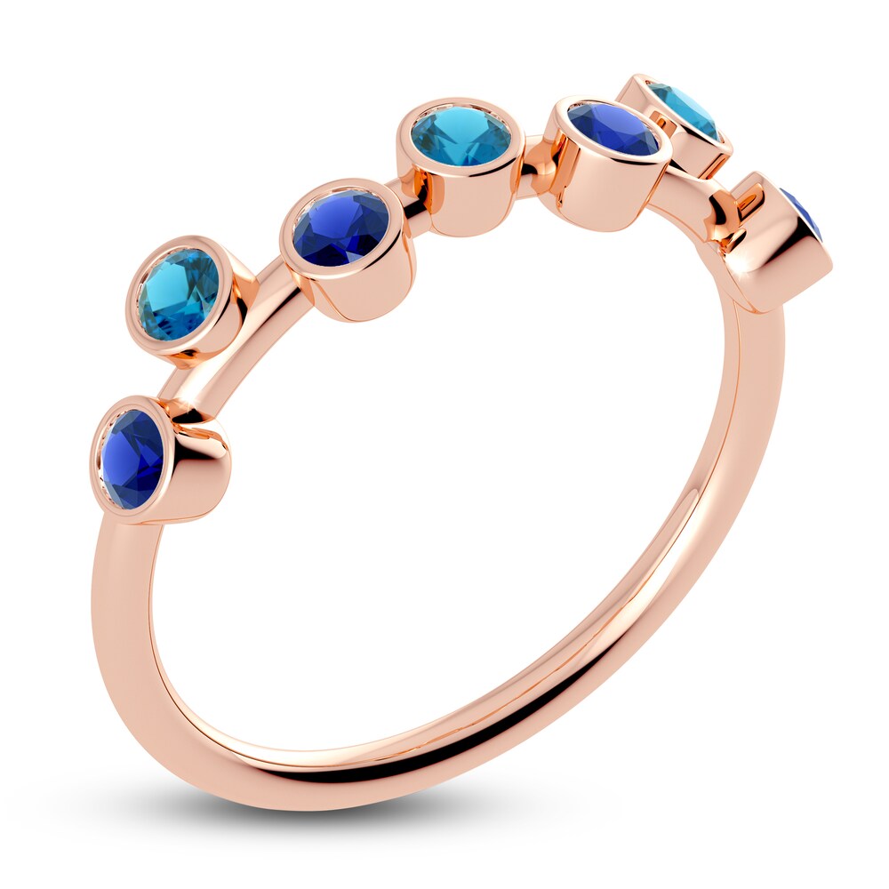 Juliette Maison Natural Blue Zircon & Natural Blue Sapphire Ring 10K Rose Gold cwCskjJn