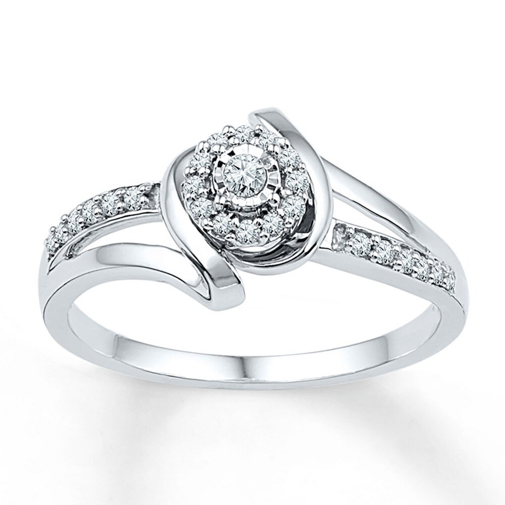 Diamond Promise Ring 1/6 ct tw Round-cut 10K White Gold cwsIH3RT