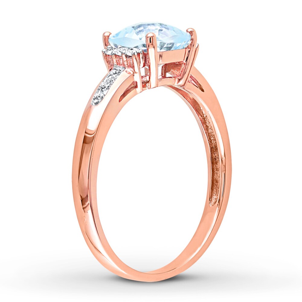 Aquamarine Ring 1/20 ct tw Diamonds 10K Rose Gold dFfGyHNg