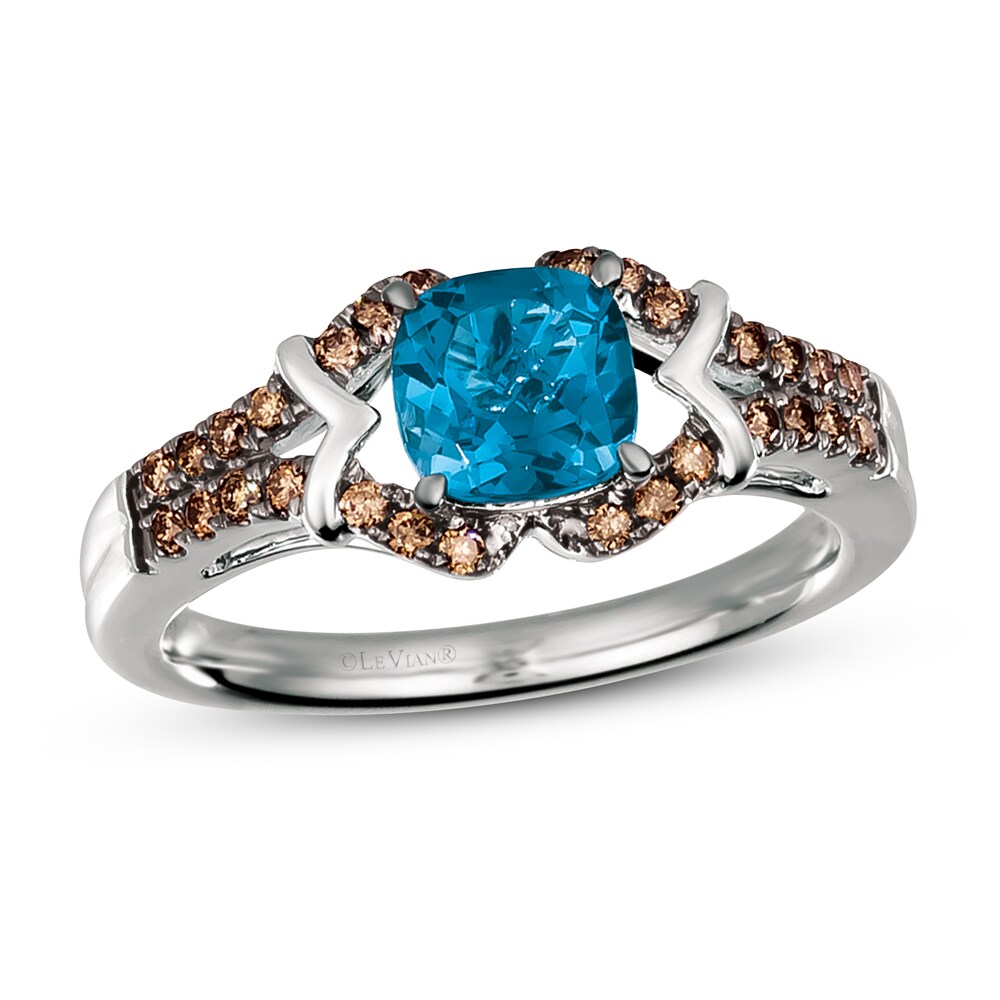 Le Vian Blue Topaz Ring 1/5 ct tw Diamonds 14K Vanilla Gold dIsN5dbu
