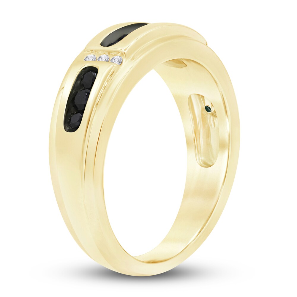 Men\'s Black & White Diamond Wedding Band 1/2 ct tw Round 14K Yellow Gold dPBvWbmx