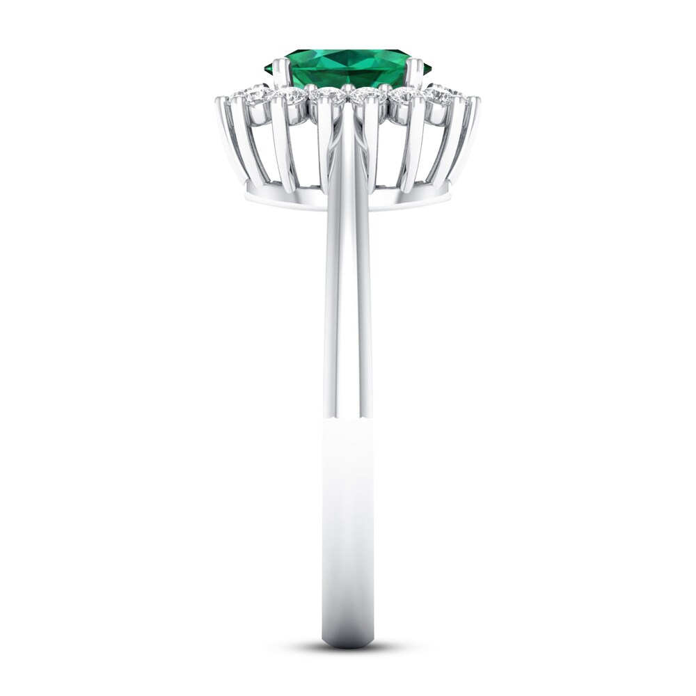 Emerald Ring 1/5 ct tw Diamonds 10K White Gold dZGNWj7n