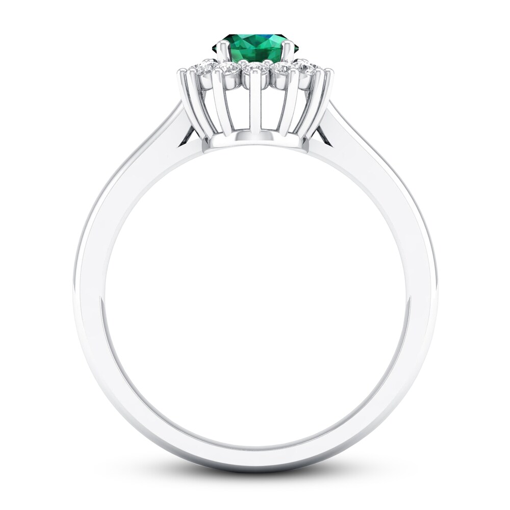 Emerald Ring 1/5 ct tw Diamonds 10K White Gold dZGNWj7n