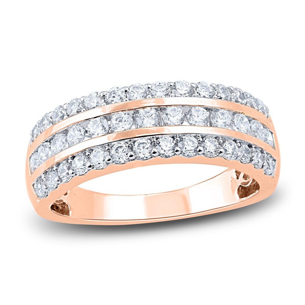 Diamond 3-Row Anniversary Band 1 ct tw Round 14K Rose Gold dfpJ5dYD [dfpJ5dYD]