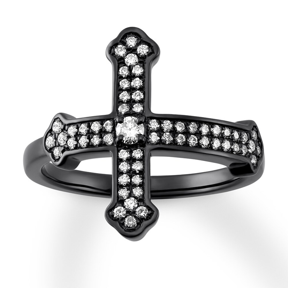 House of Virtruve Ring 1/3 carat tw Diamonds Black Ruthenium-Plated Sterling Silver djacIxKe [djacIxKe]