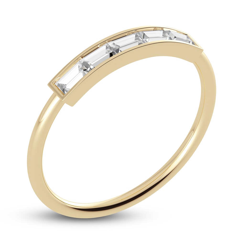 Juliette Maison Natural White Sapphire Baguette Bar Ring 10K Yellow Gold doFACEbq