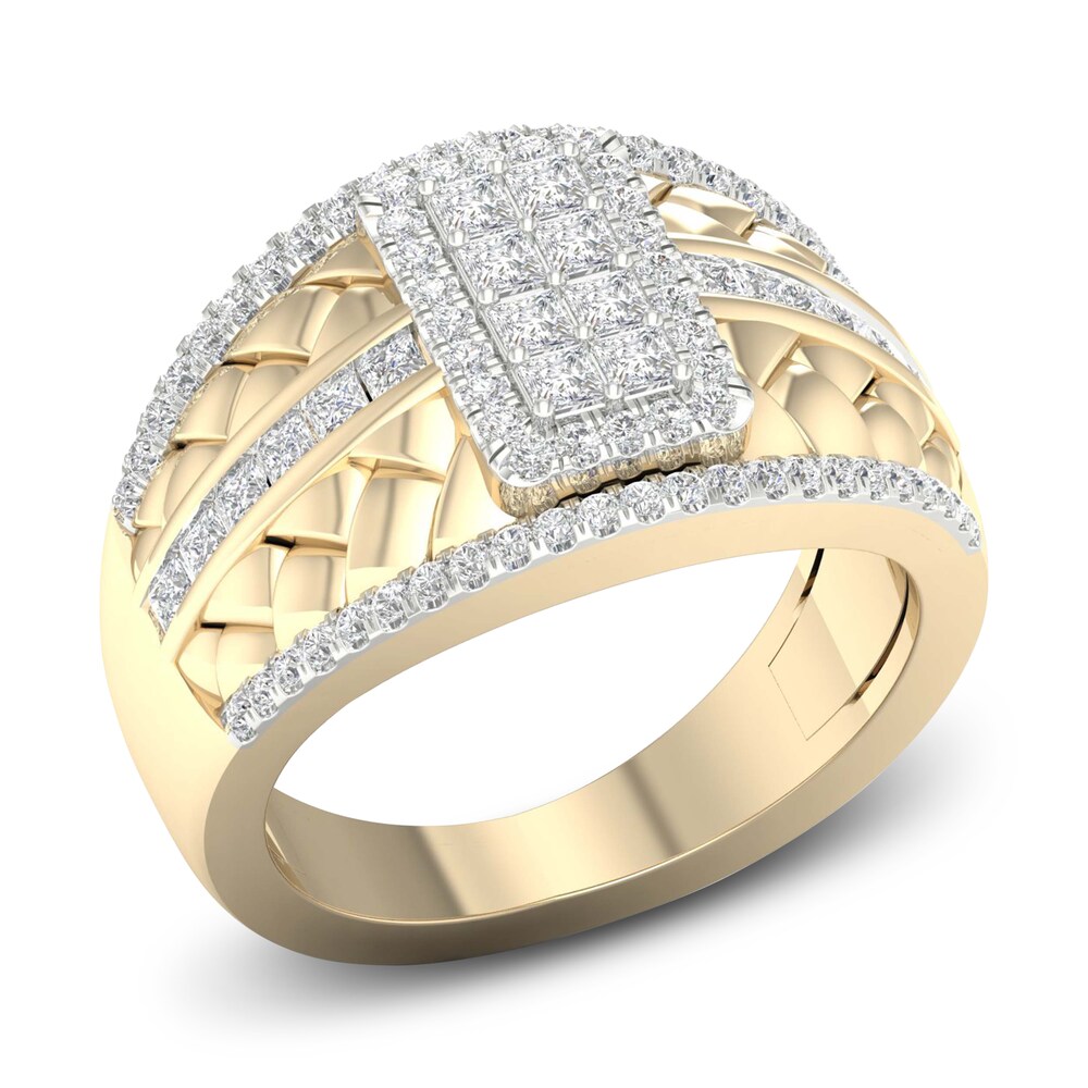 Men\'s Diamond Ring 1-1/4 ct tw Princess/Round 10K Yellow Gold dpEcE929