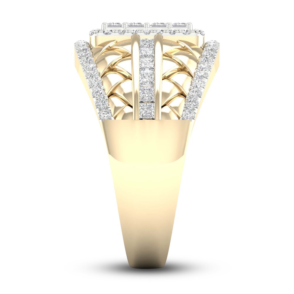 Men\'s Diamond Ring 1-1/4 ct tw Princess/Round 10K Yellow Gold dpEcE929