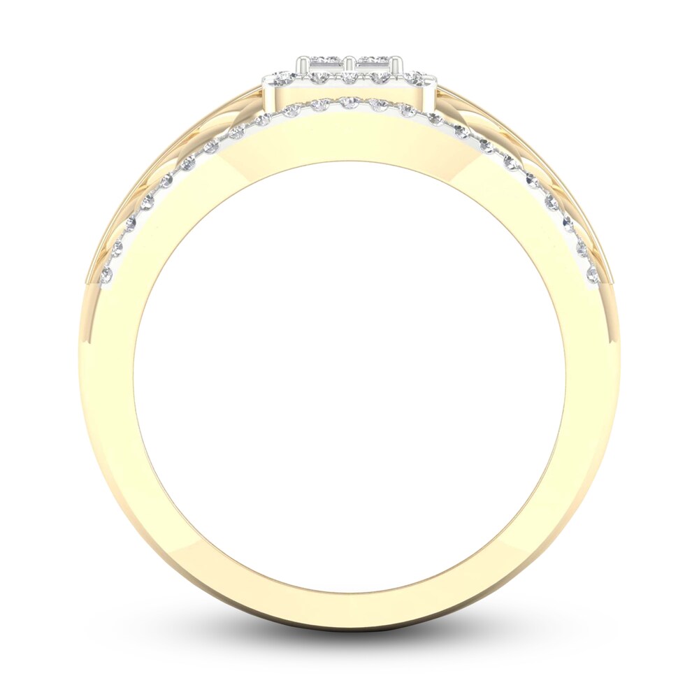 Men\'s Diamond Ring 1-1/4 ct tw Princess/Round 10K Yellow Gold dpEcE929