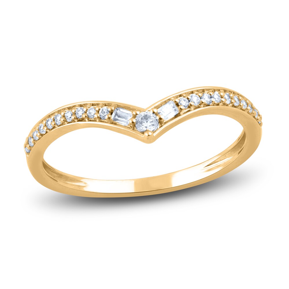 Diamond Contour Ring 1/6 ct tw Baguette/Round 14K Yellow Gold dsynIFde