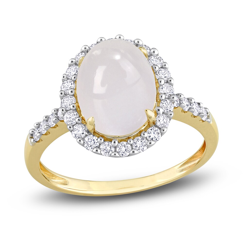 Natural White Moonstone Ring 3/8 ct tw Round 14K Yellow Gold duI6joFf [duI6joFf]