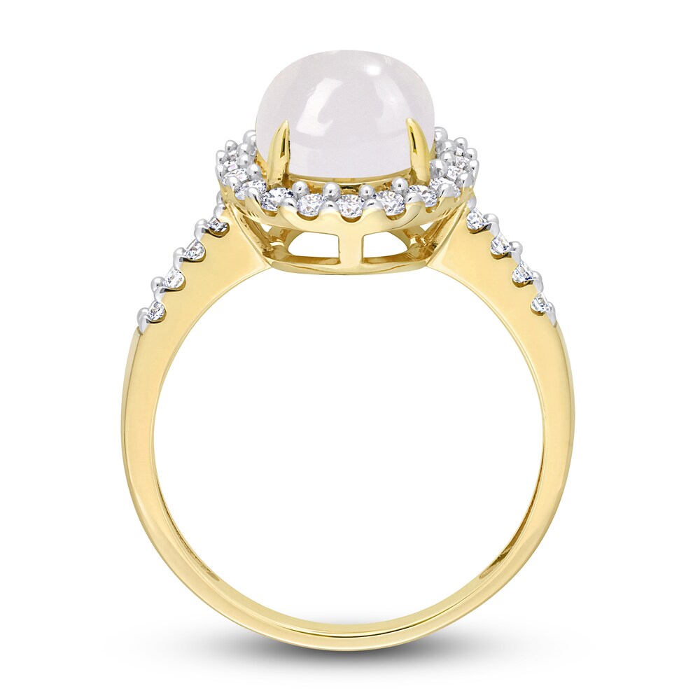 Natural White Moonstone Ring 3/8 ct tw Round 14K Yellow Gold duI6joFf