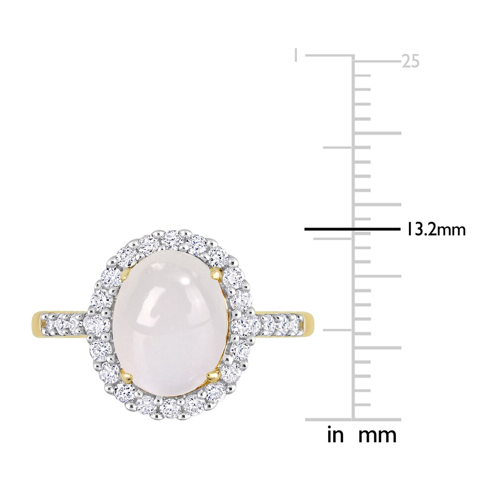 Natural White Moonstone Ring 3/8 ct tw Round 14K Yellow Gold duI6joFf