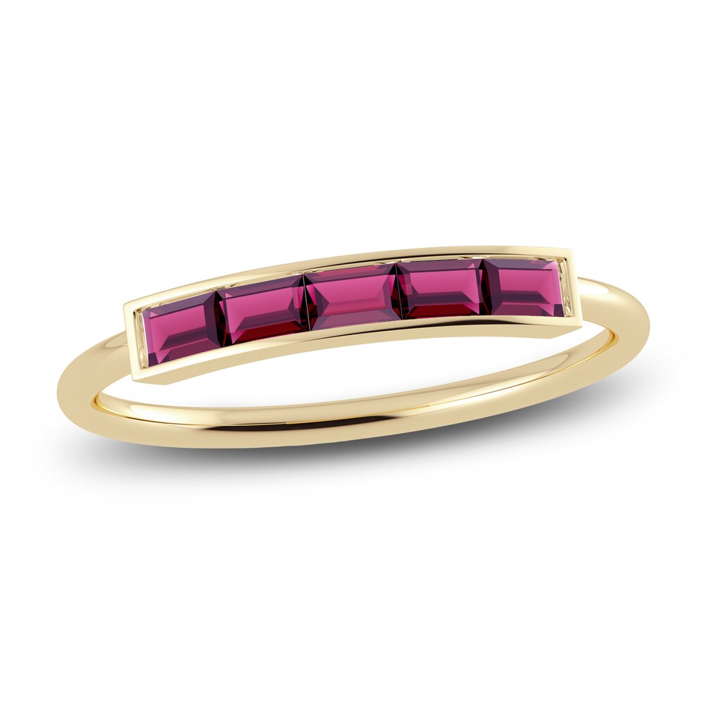 Juliette Maison Natural Rhodolite Garnet Baguette Bar Ring 10K Yellow Gold dxy7PJcl [dxy7PJcl]