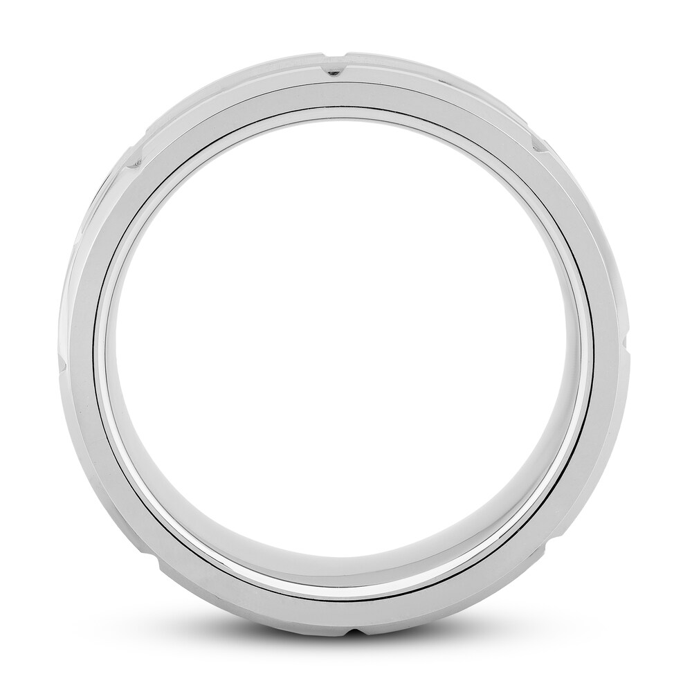 White Tungsten Carbide Wedding Band e3iskHpt