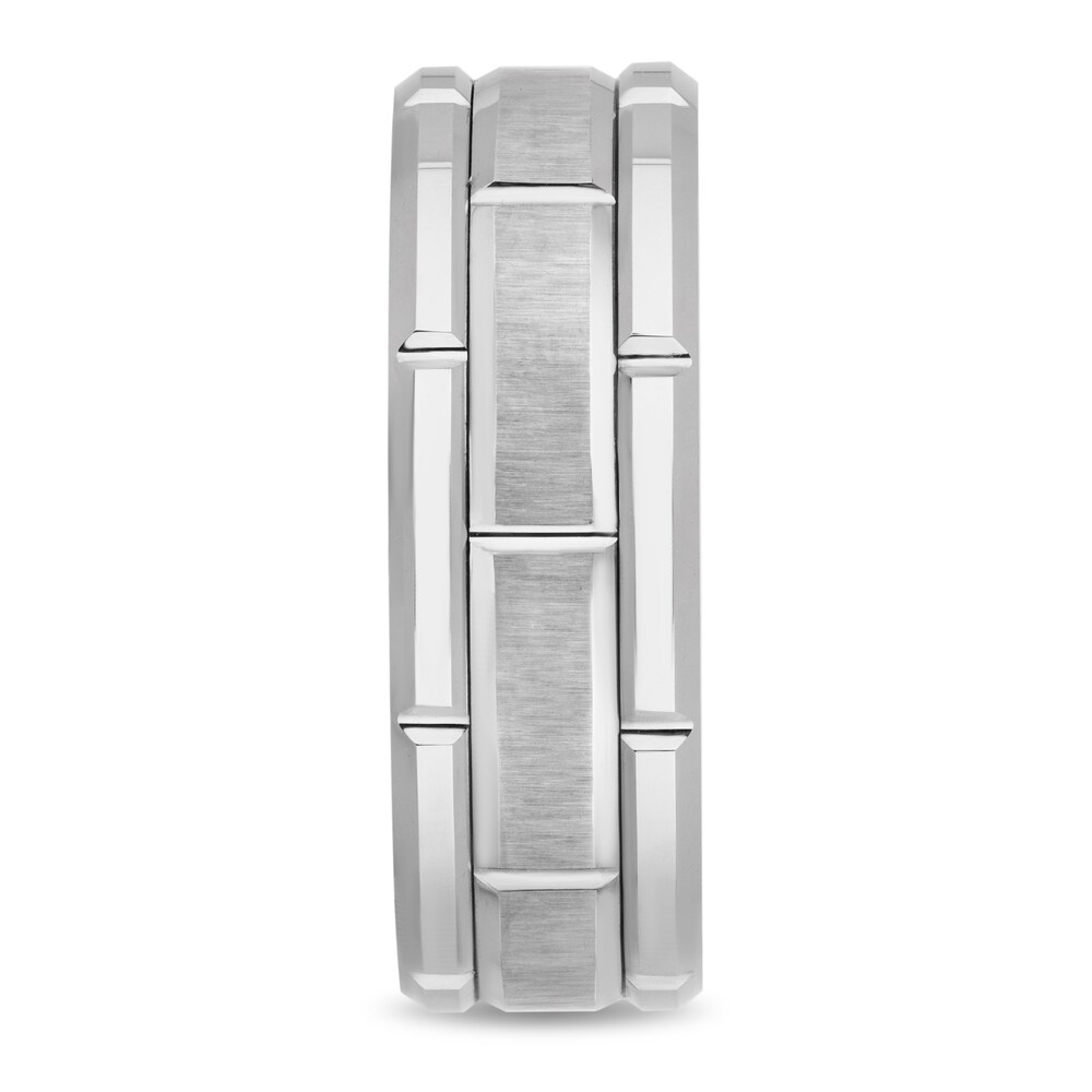 White Tungsten Carbide Wedding Band e3iskHpt