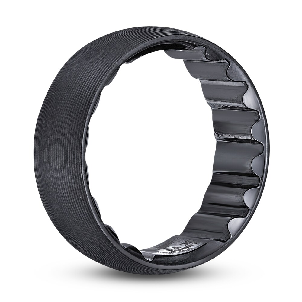 Men\'s Textured Line Wedding Band Black Zirconium 8.0mm e3tQuhFa