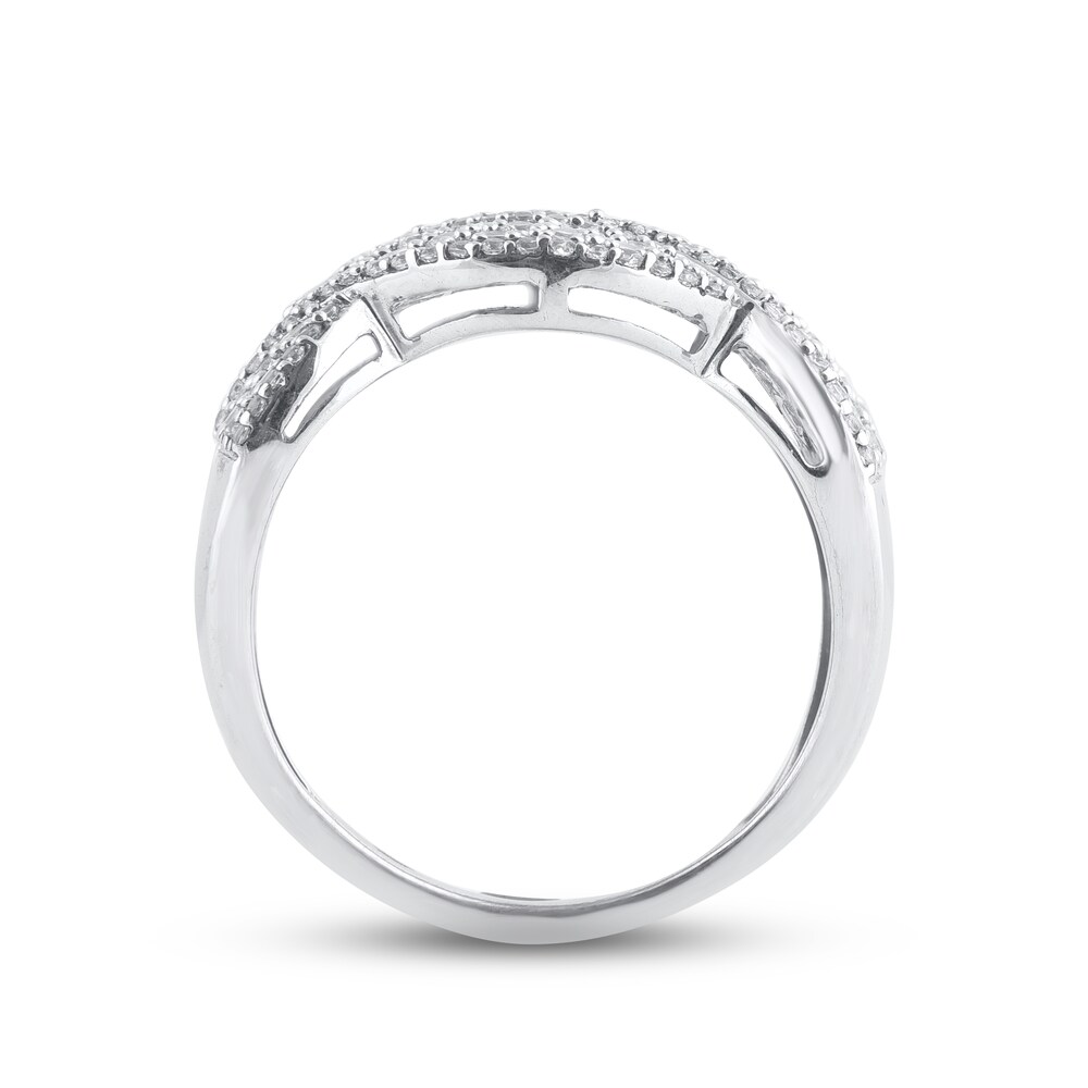 Diamond Ring 1 ct tw Round/Baguette 14K White Gold e5G38Bo5