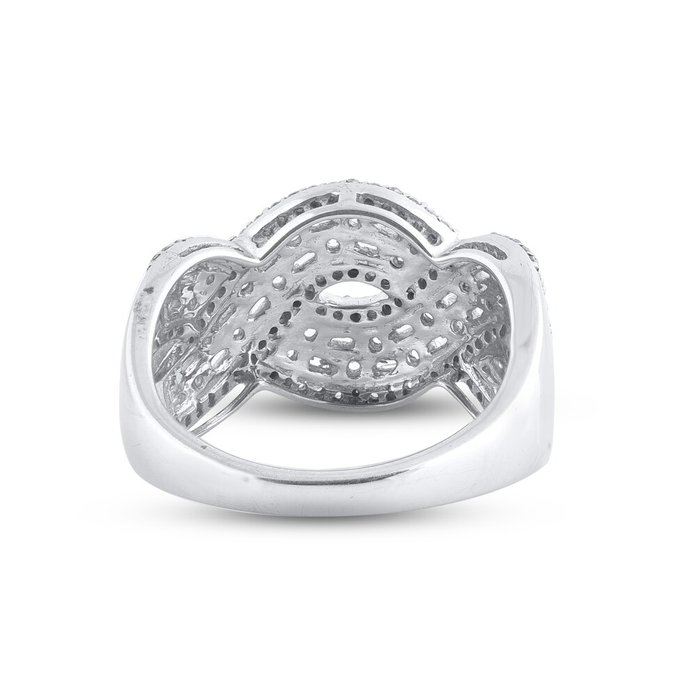 Diamond Ring 1 ct tw Round/Baguette 14K White Gold e5G38Bo5