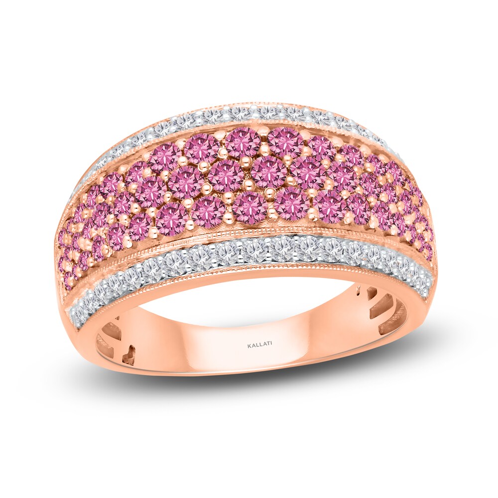 Kallati Natural Pink Sapphire Ring 3/8 ct tw Diamonds 14K Rose Gold eJY7qm2G